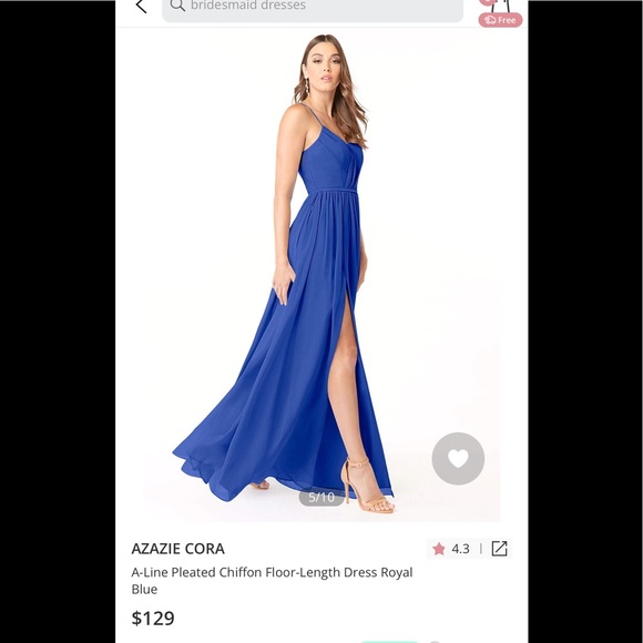 Azazie A-line Royal blue bridesmaids dress - Picture 1 of 3